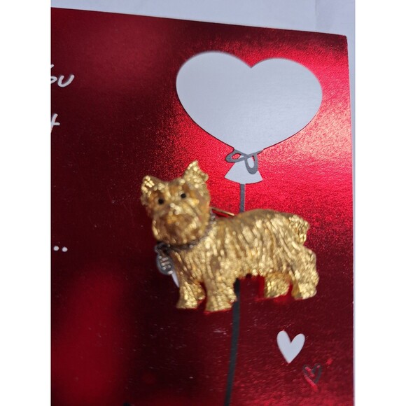 Joan Rivers Yorkshire Terrier Pin Brooch Yorkie Dog w/ Collar Gold-Toned Vintage - Picture 3 of 8